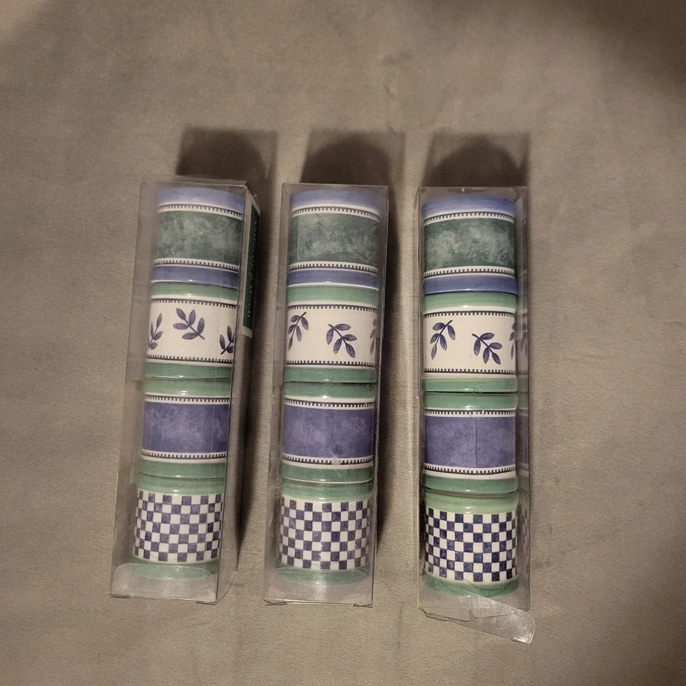 Villeroy & Boch Switch 3 Napkin Rings Set of 4 Dolomite Blue Green White